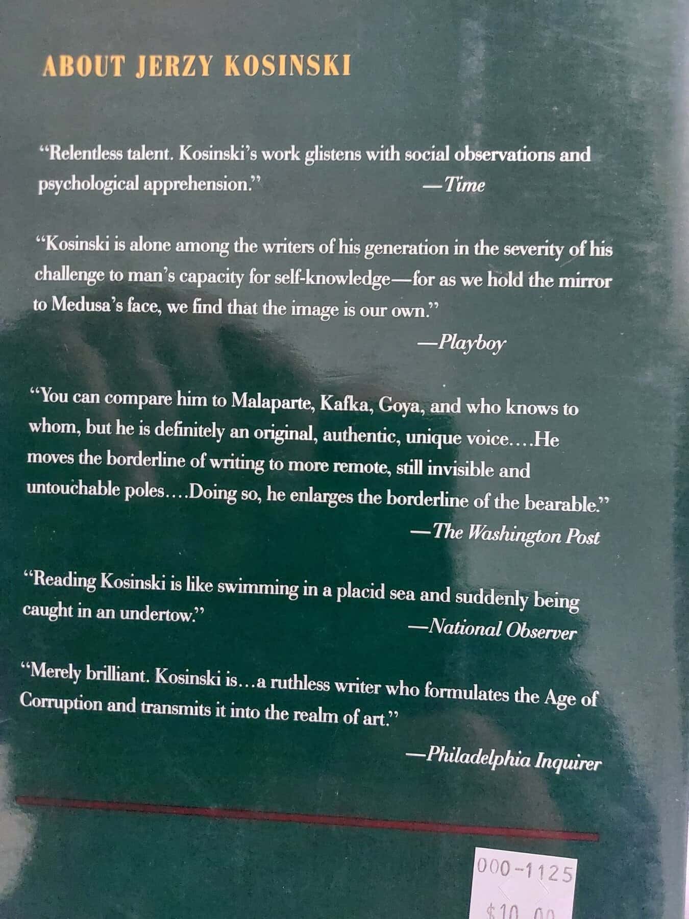 Jerzy Kosinski  Passing By:   Selected Essays 1960-1991