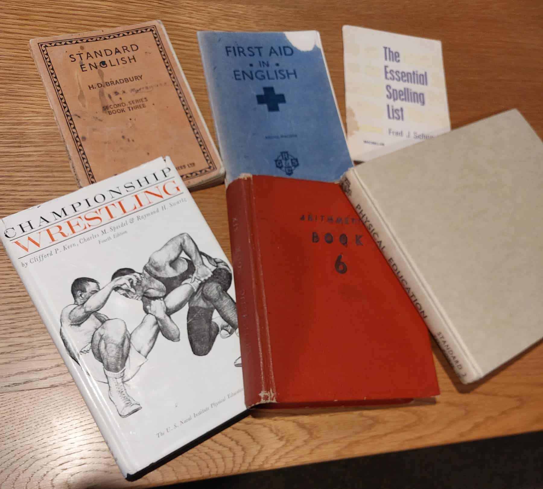 SIX BOOKS THAT A 1950'S PRIMARY SCHOOL TEACHER MIGHT USE.