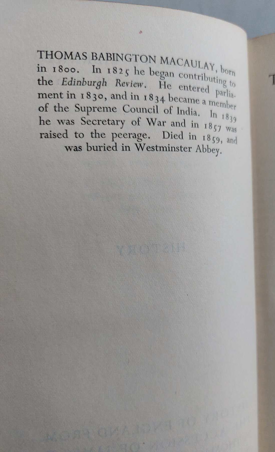 The History Of England, Volume 1. Everyman's Library No. 34